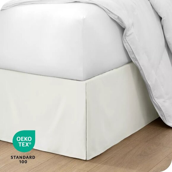 NEW Tailored 15" Pleated Bed Skirt by Bare Home King Warm White - Picture 1 of 8